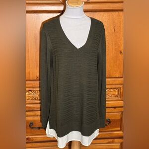 Hilary Radley Deep Green V-Neck Sweater
